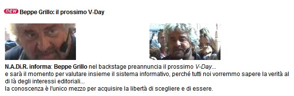 N.A.Di.R. informa: Beppe Grillo nel backstage preannuncia il prossimo V-Day... 